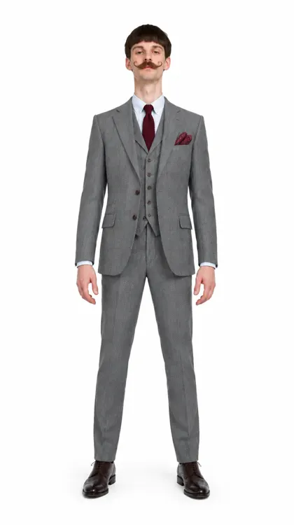 AI character in a grey suit